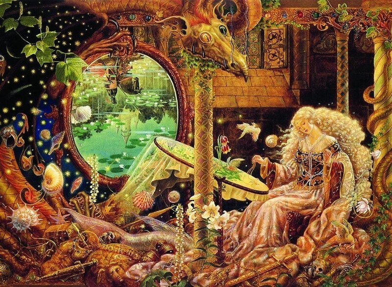 Fantasy woman in a magical room