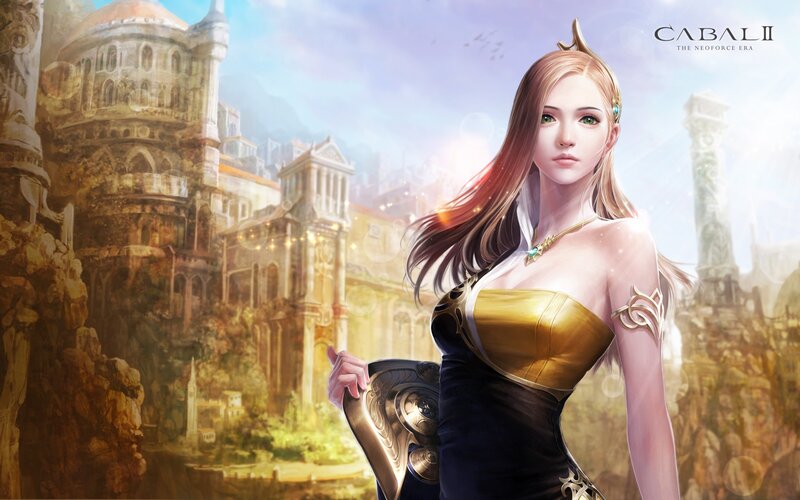 Fantasy woman in golden armor