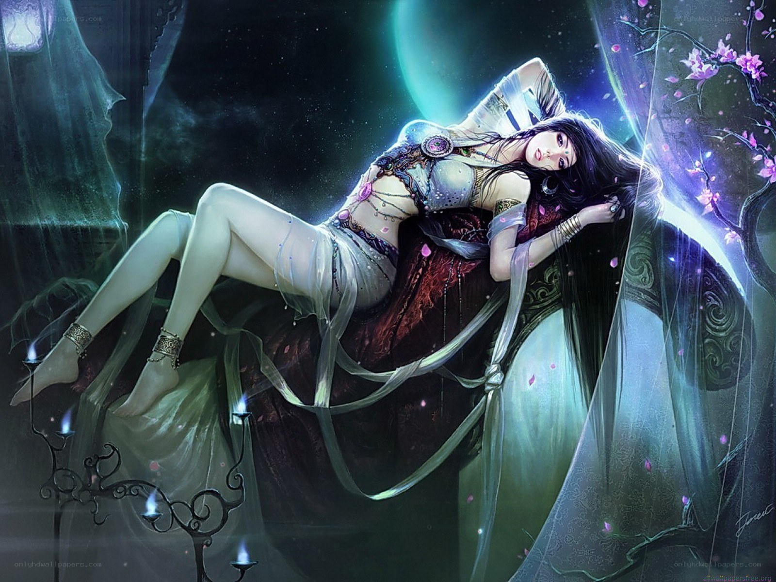Fantasy woman in moonlight