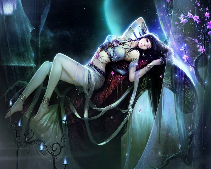Fantasy woman in moonlight