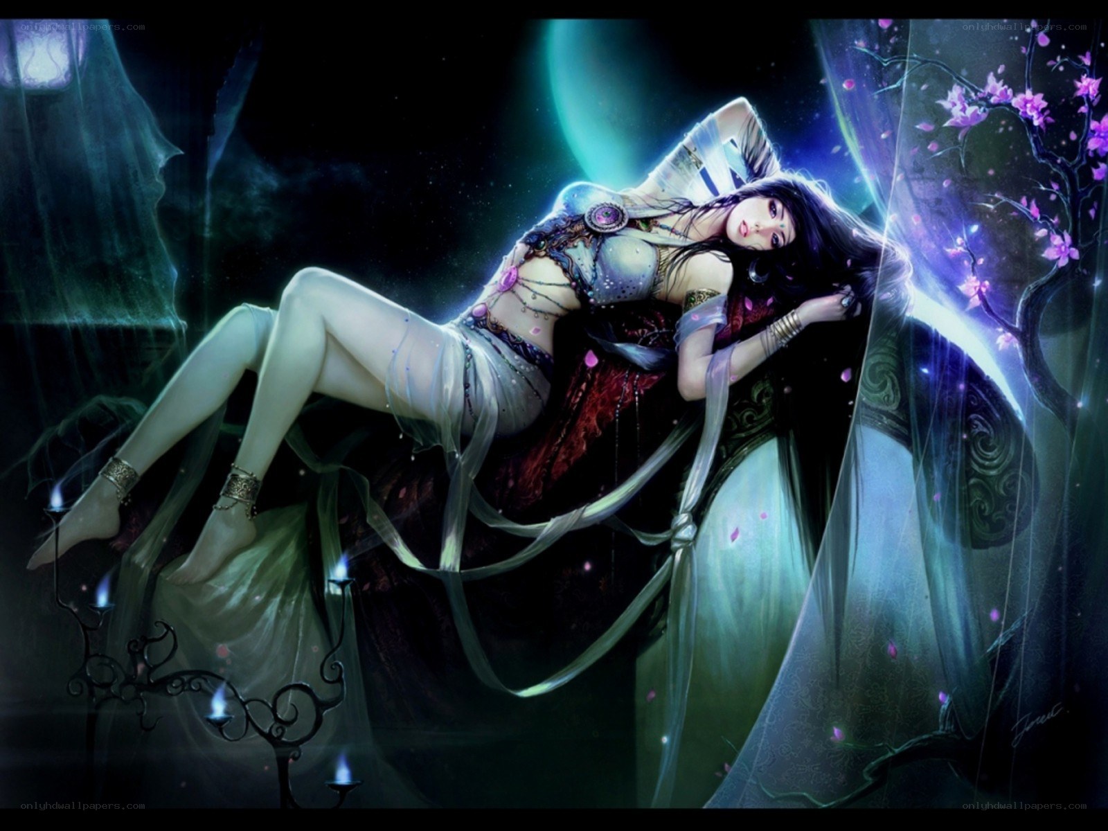 fantasy woman in moonlight