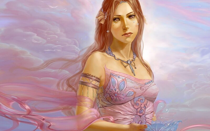 fantasy woman in pink dress