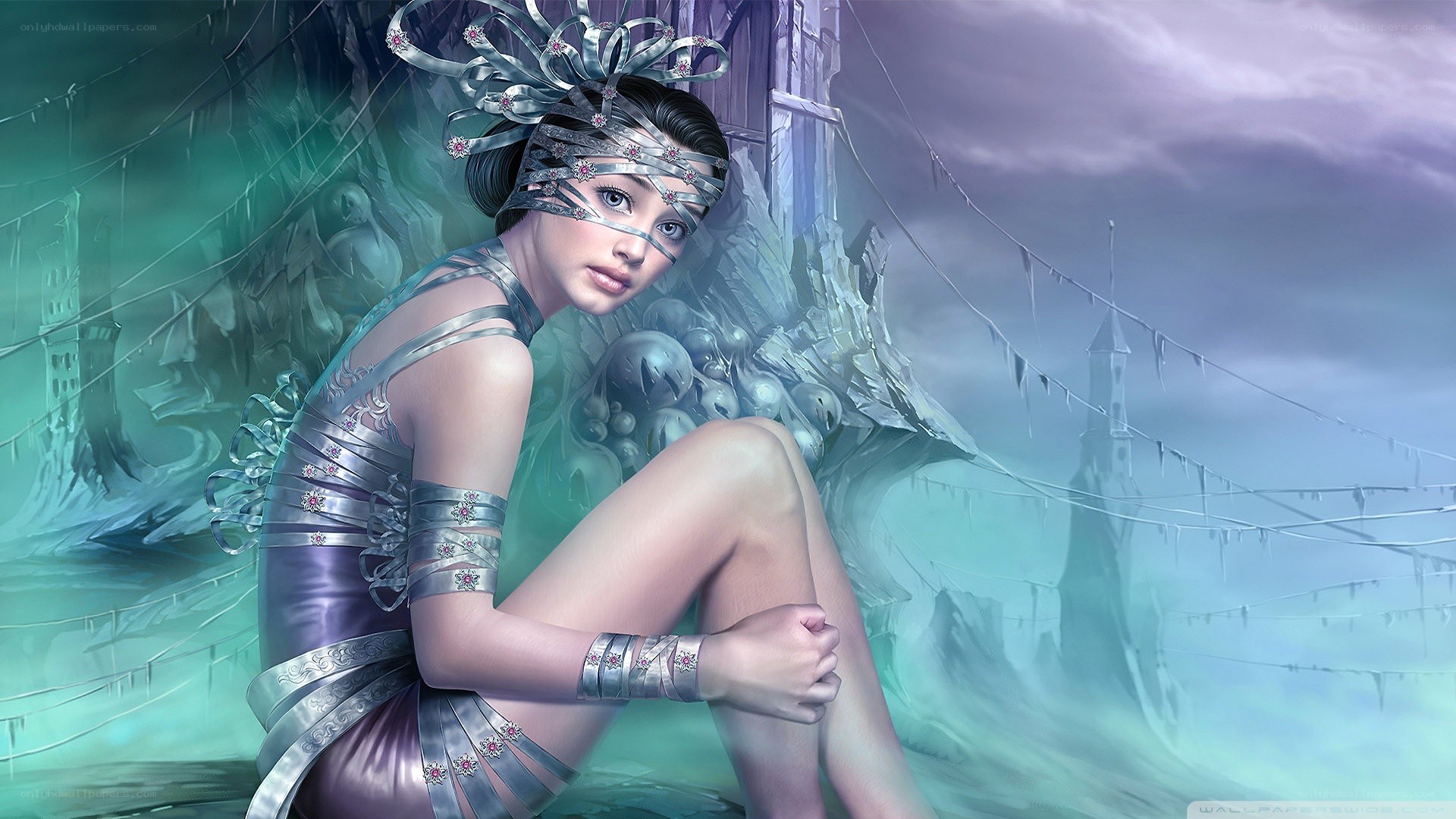 fantasy woman in silver armor