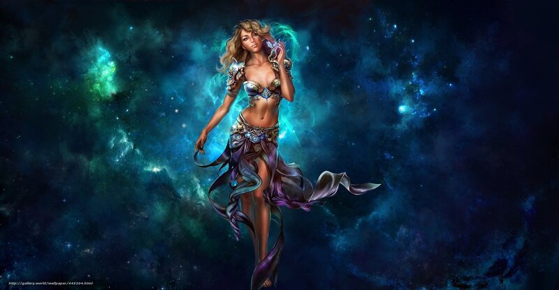 Fantasy woman in space