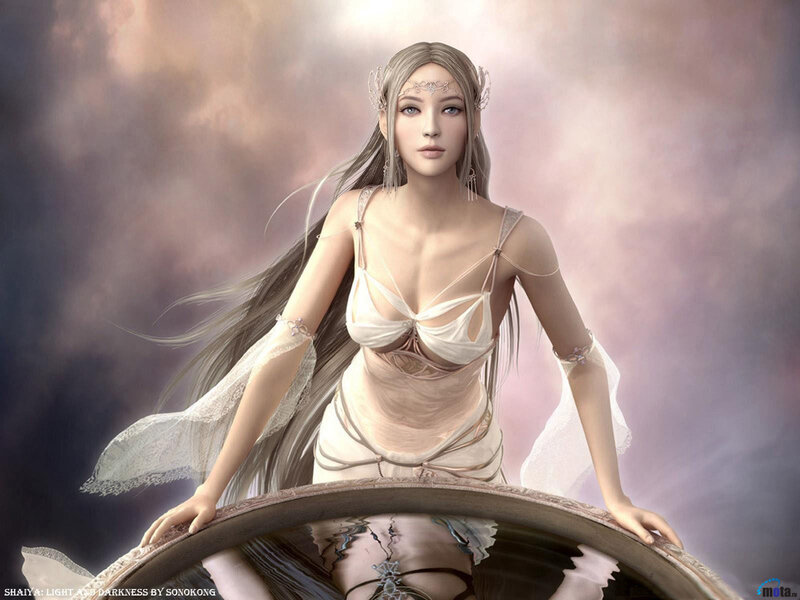 Fantasy woman in white dress