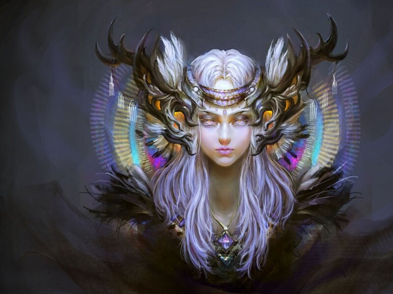 fantasy woman with antlers