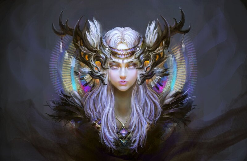 fantasy woman with antlers