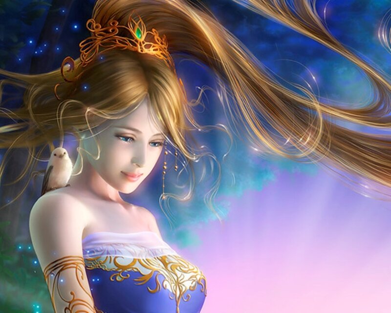 fantasy woman with bird