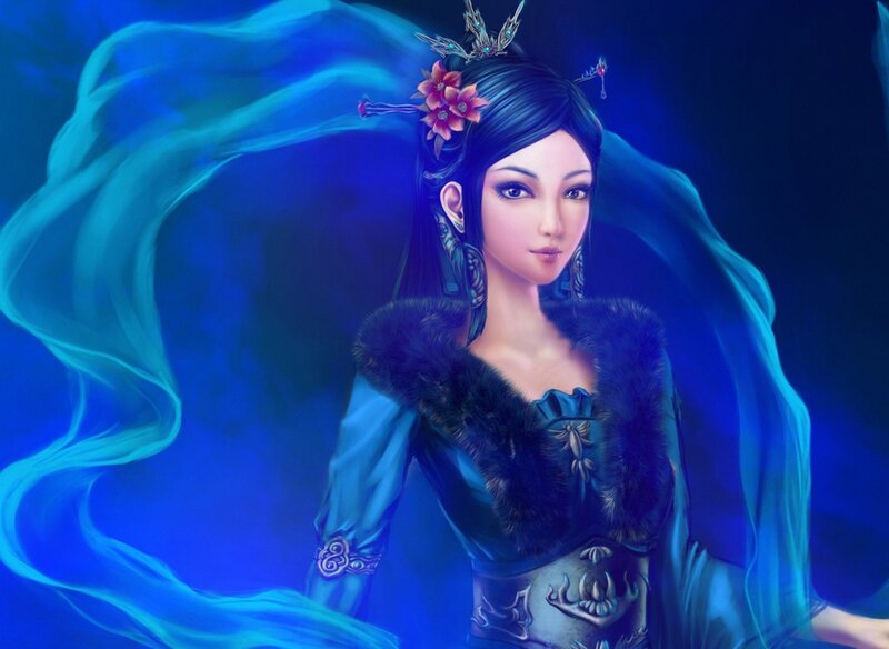 fantasy woman with blue energy