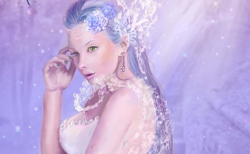 fantasy woman with blue hair