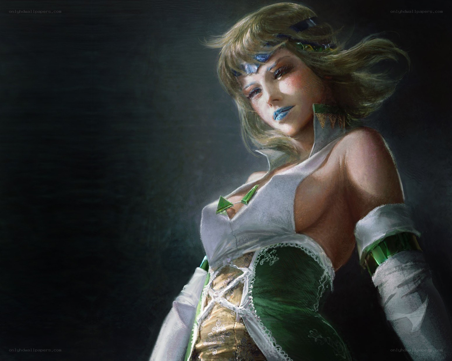 fantasy woman with blue makeup