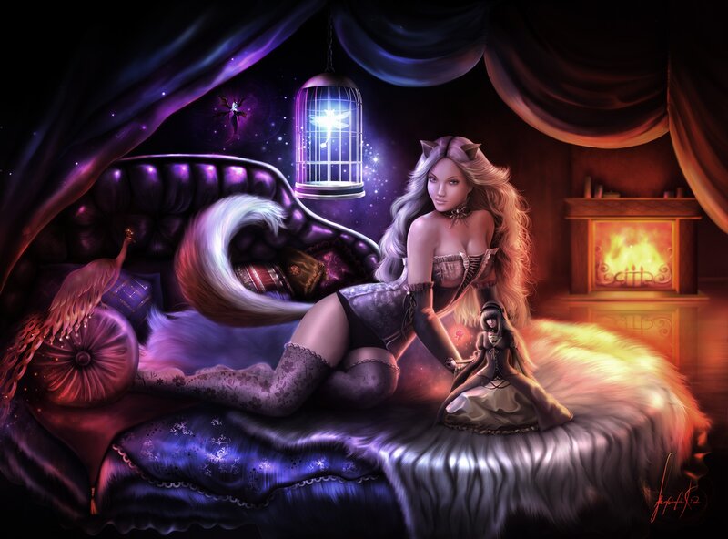 fantasy woman with cat ears