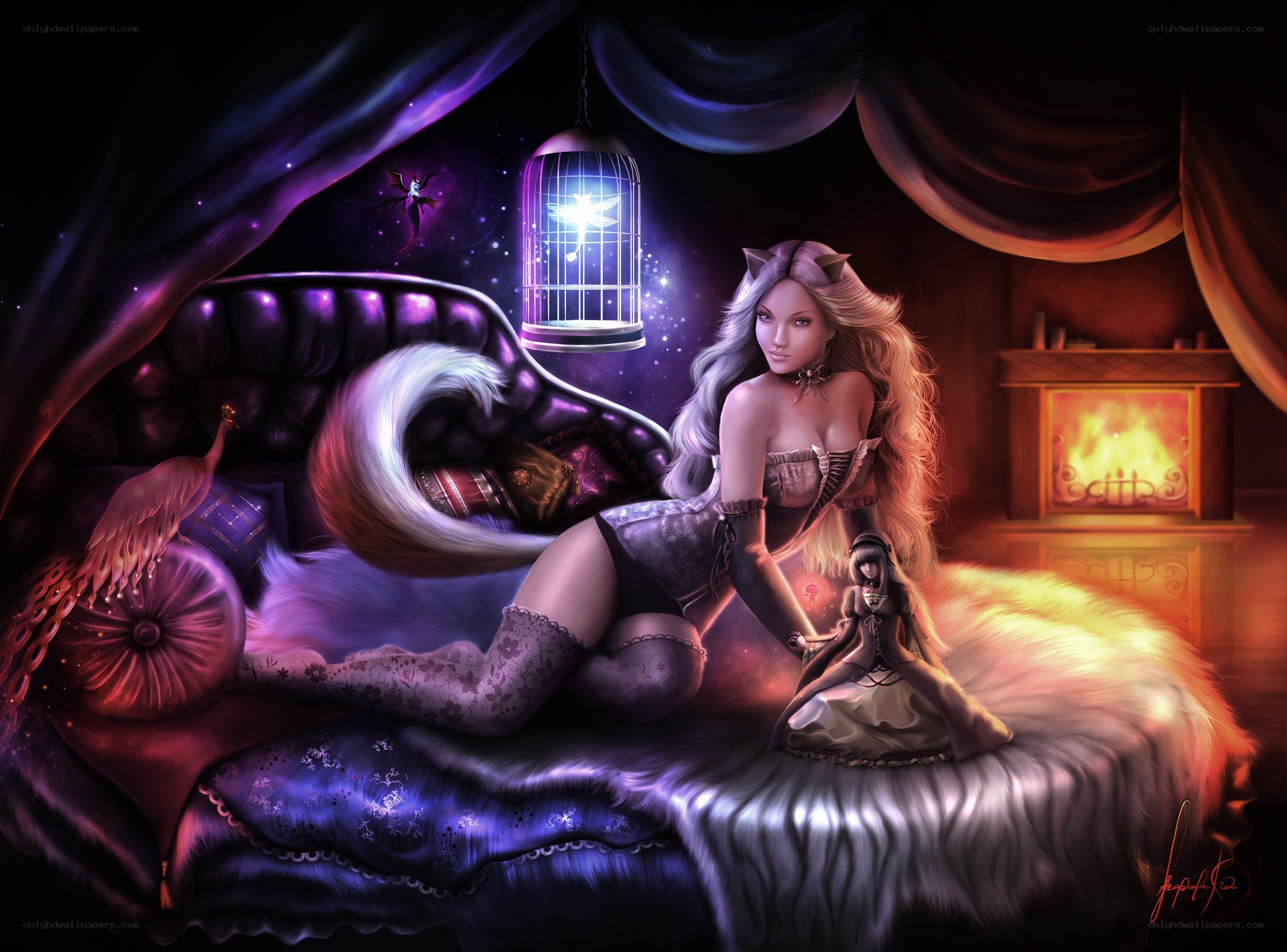 fantasy woman with cat ears