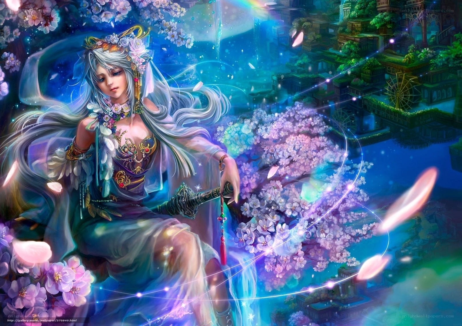 Fantasy woman with cherry blossoms