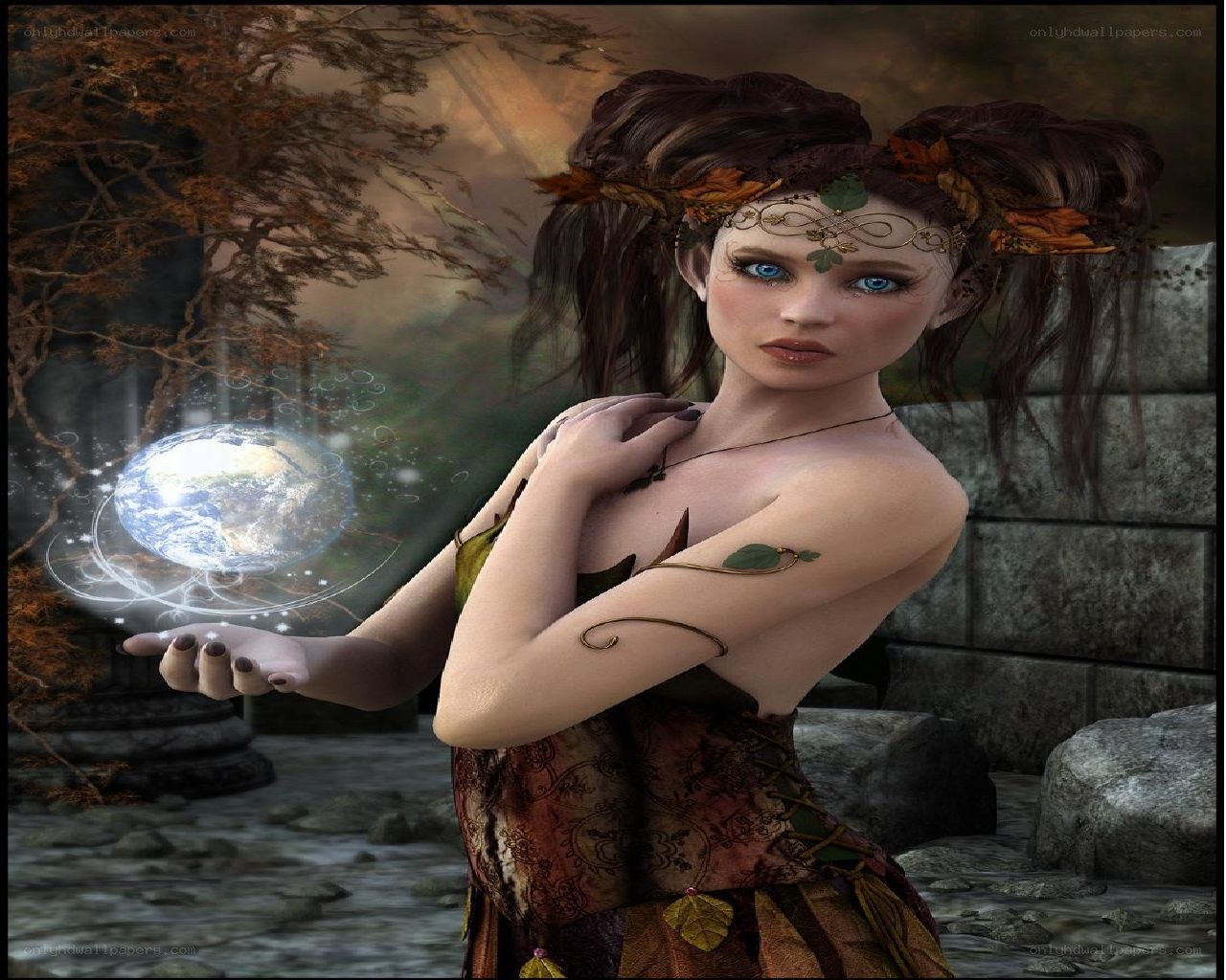 fantasy woman with crystal ball