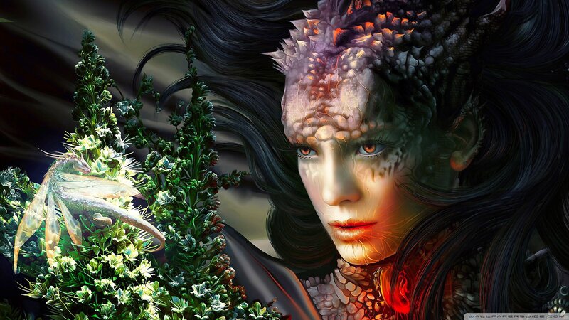 fantasy woman with dragon features