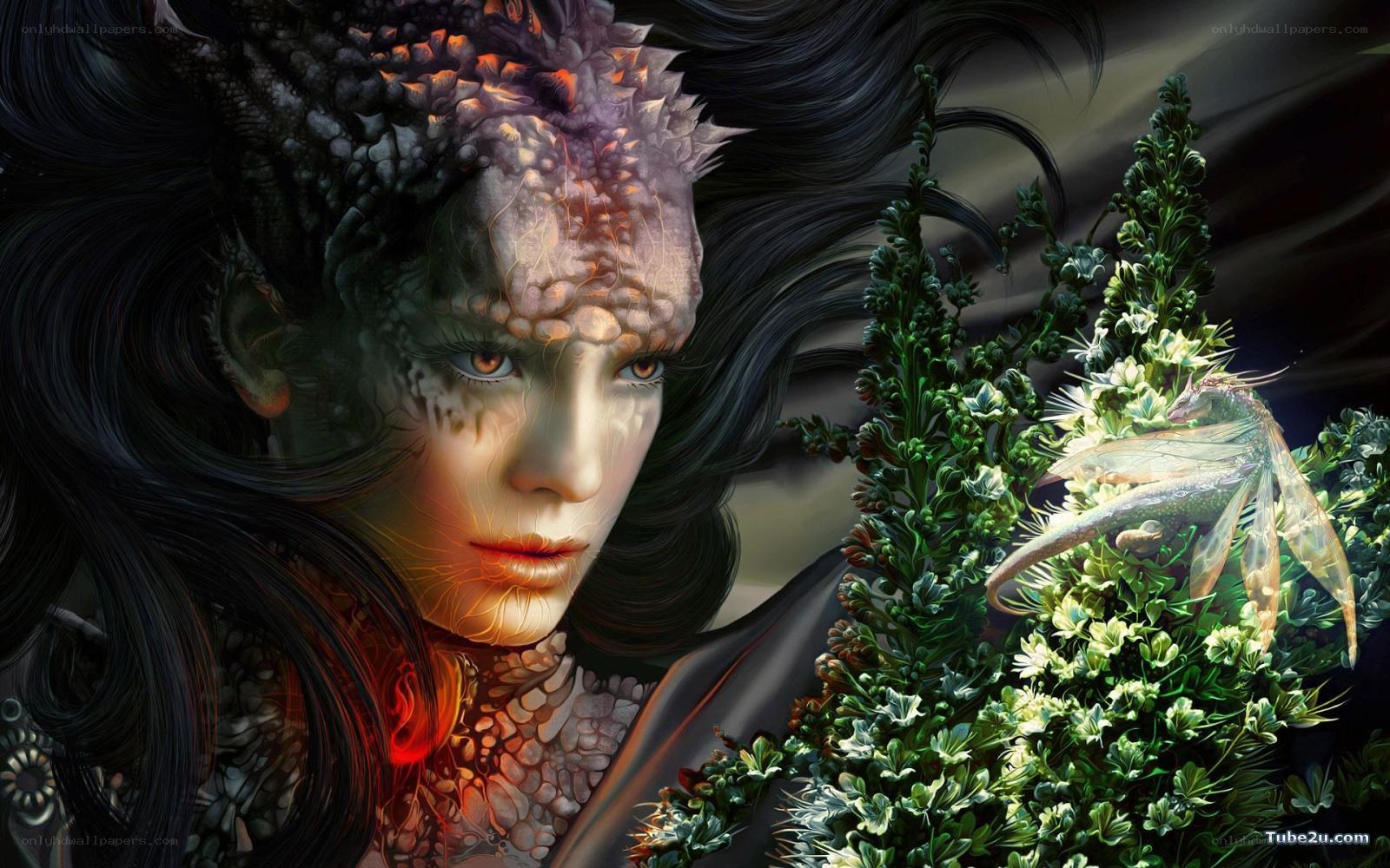 fantasy woman with dragon features