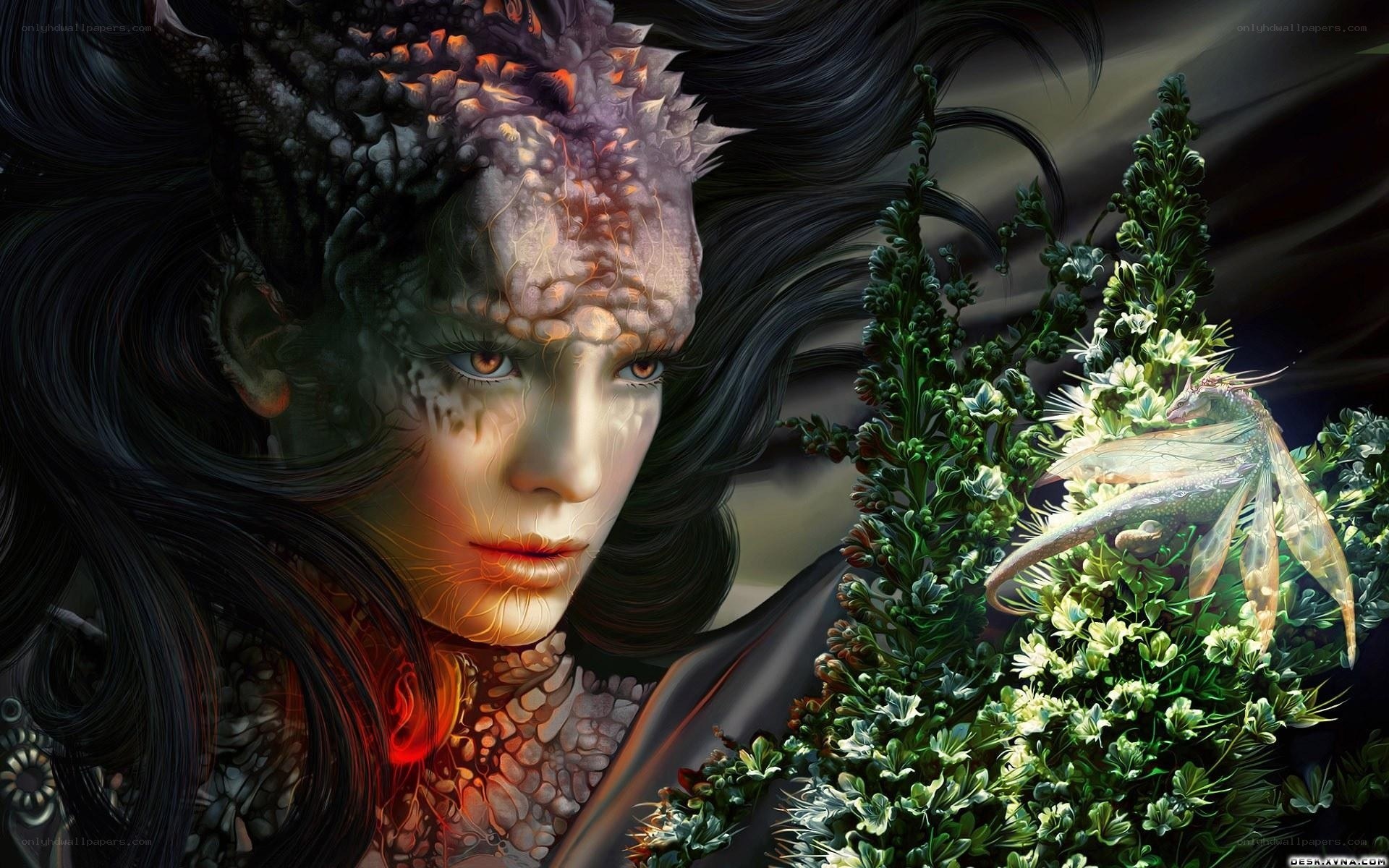 fantasy woman with dragon features