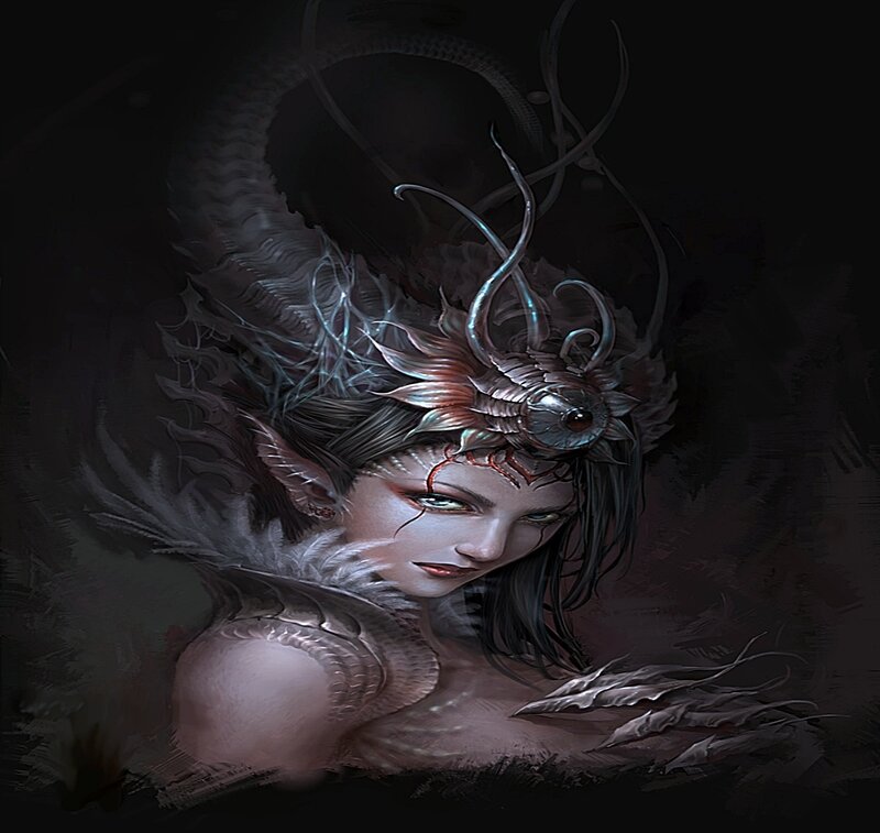 fantasy woman with dragon horns