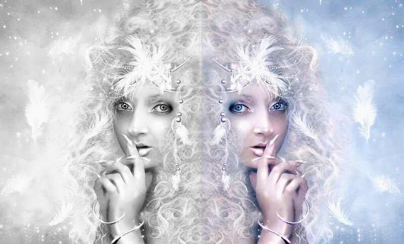 Fantasy woman with feathers