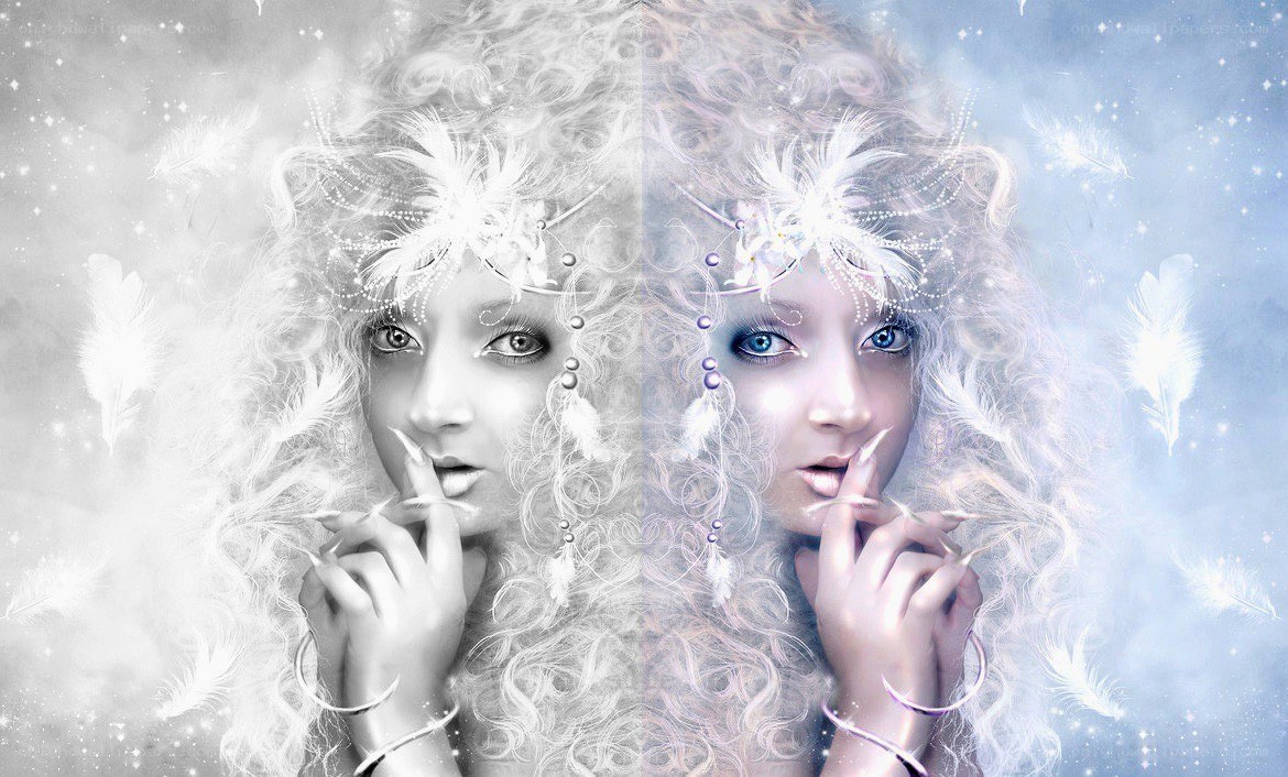 Fantasy woman with feathers