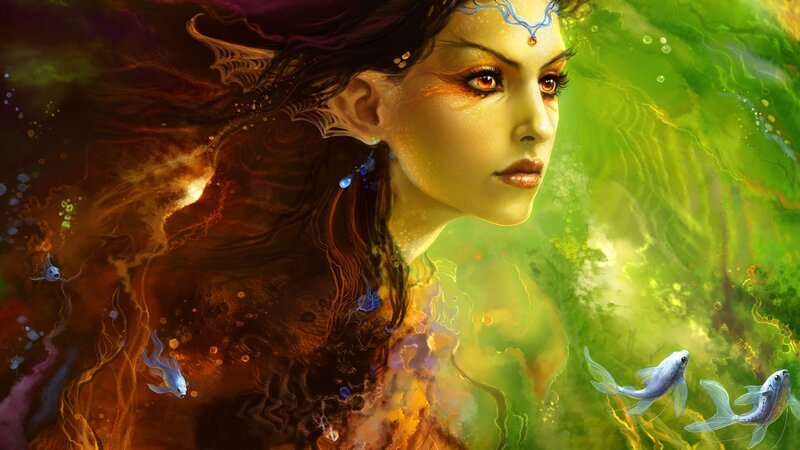fantasy woman with fish