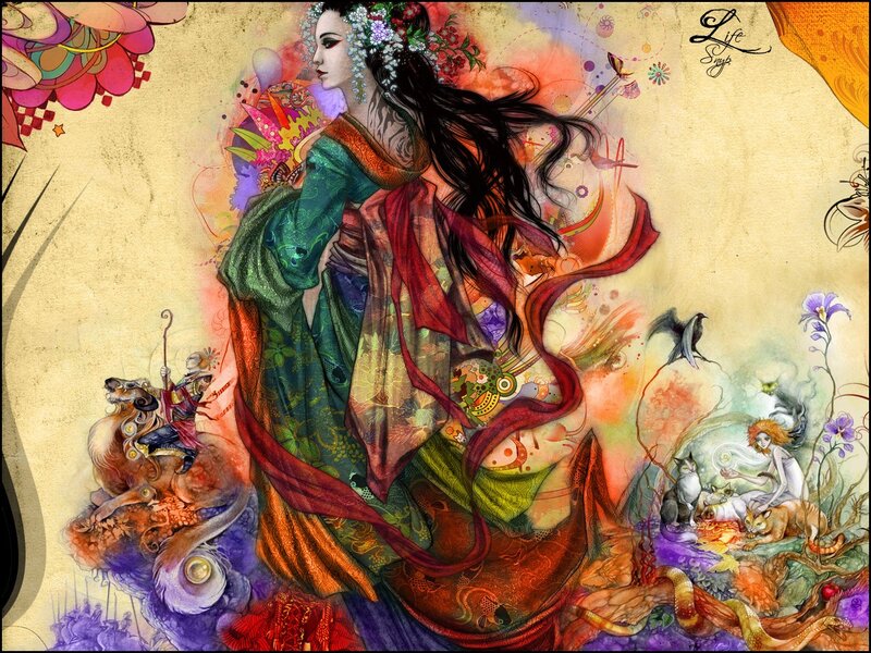 Fantasy woman with floral crown
