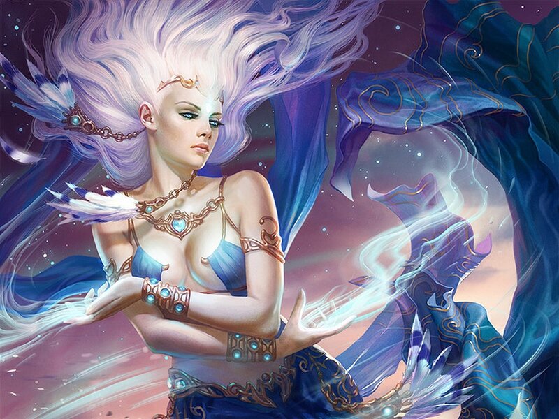 Fantasy woman with flowing hair