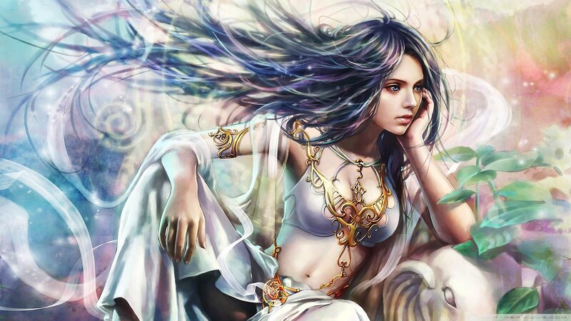 fantasy woman with flowing hair