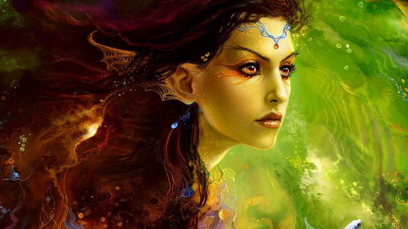 fantasy woman with glowing eyes