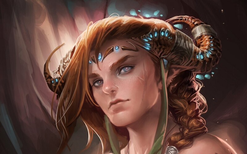 fantasy woman with glowing horns