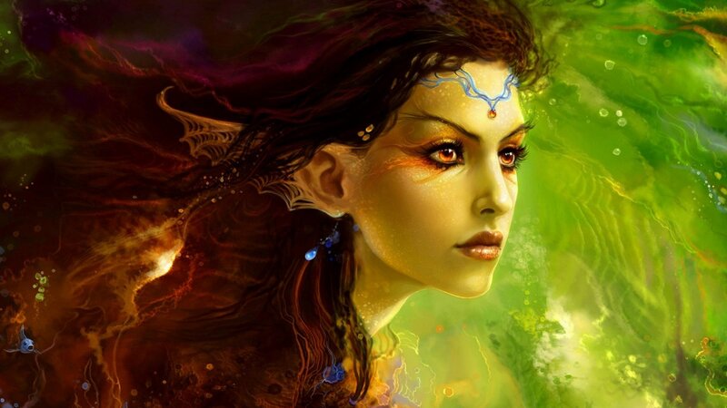 fantasy woman with glowing markings