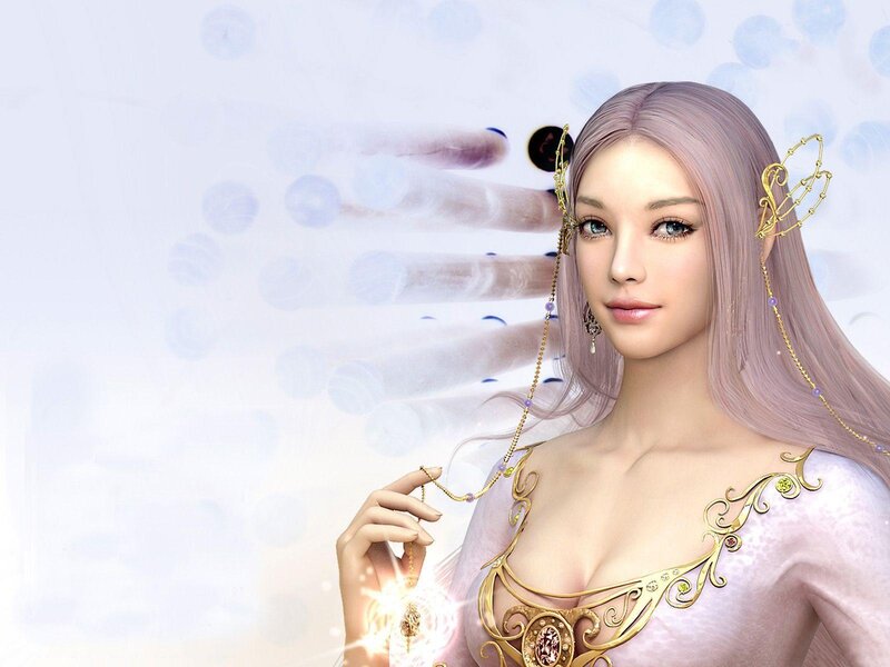 fantasy woman with glowing necklace
