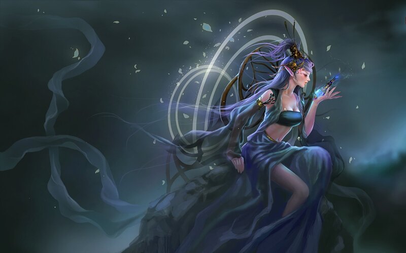 fantasy woman with glowing staff
