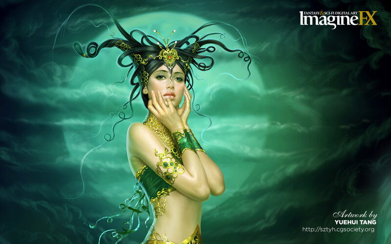 Fantasy woman with green attire