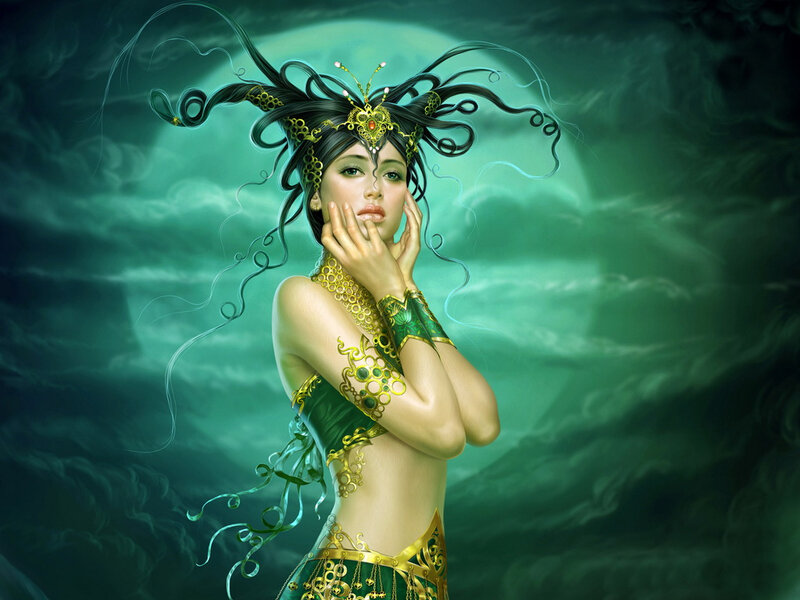 fantasy woman with green attire