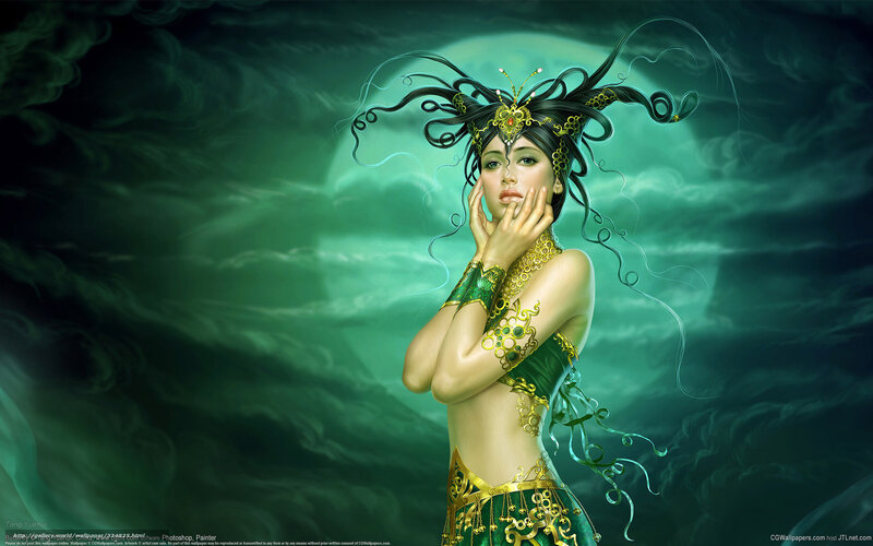 fantasy woman with green attire