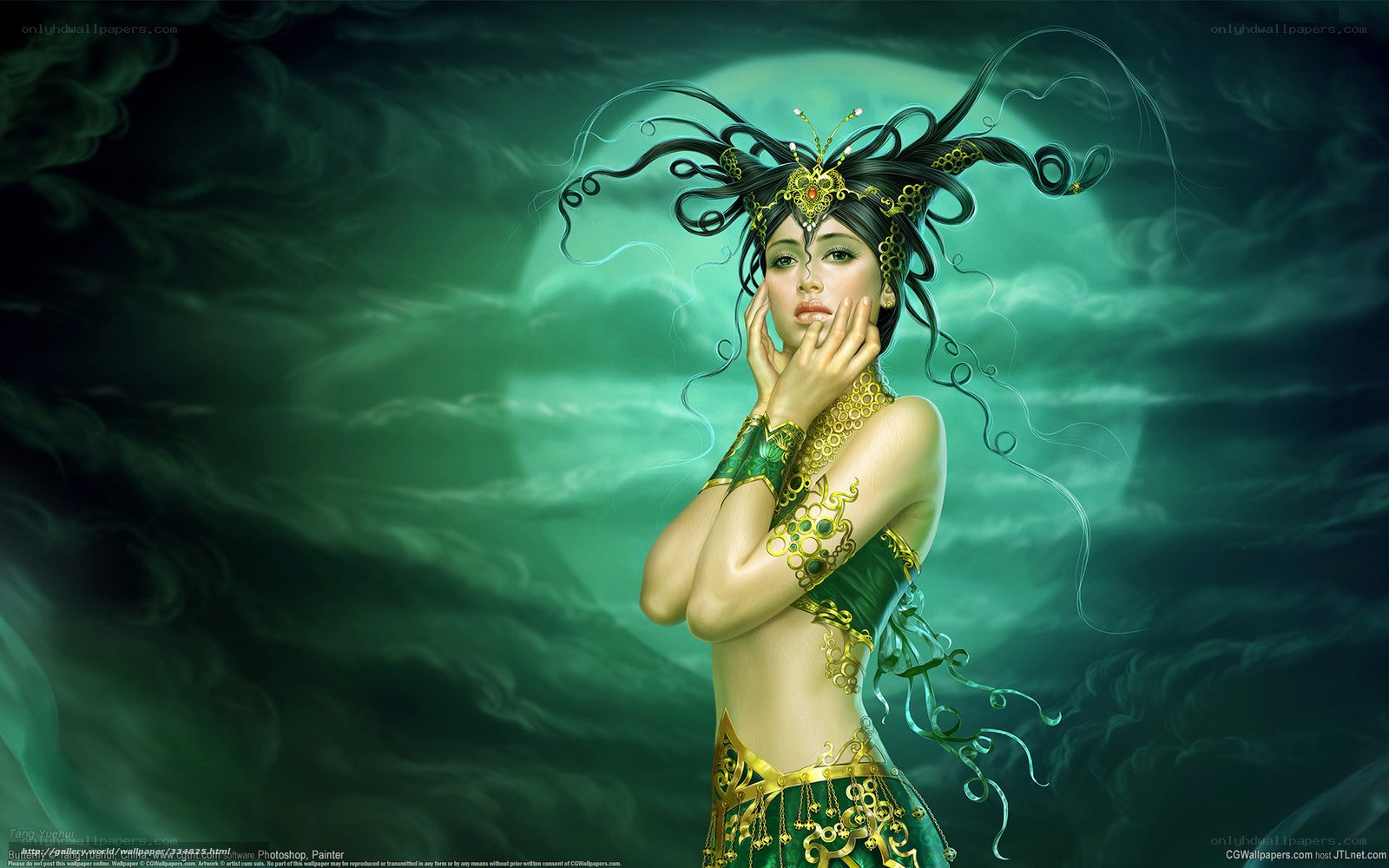 fantasy woman with green attire