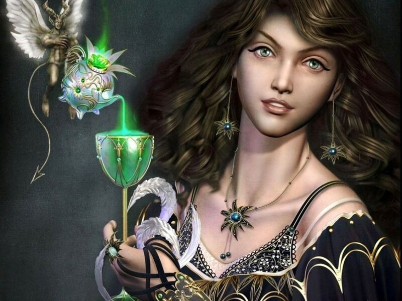 Fantasy woman with magical staff