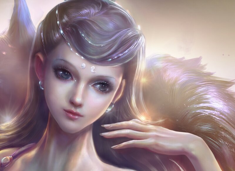 fantasy woman with moon symbols