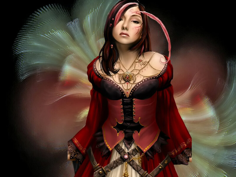 fantasy woman with red cloak