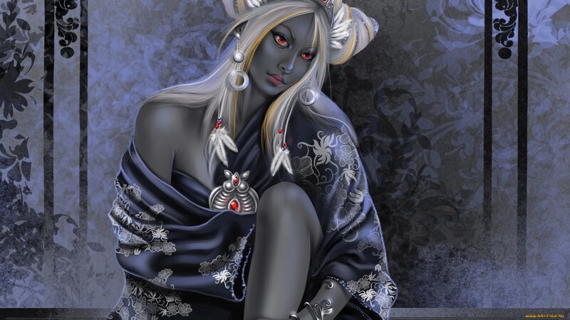 fantasy woman with red eyes