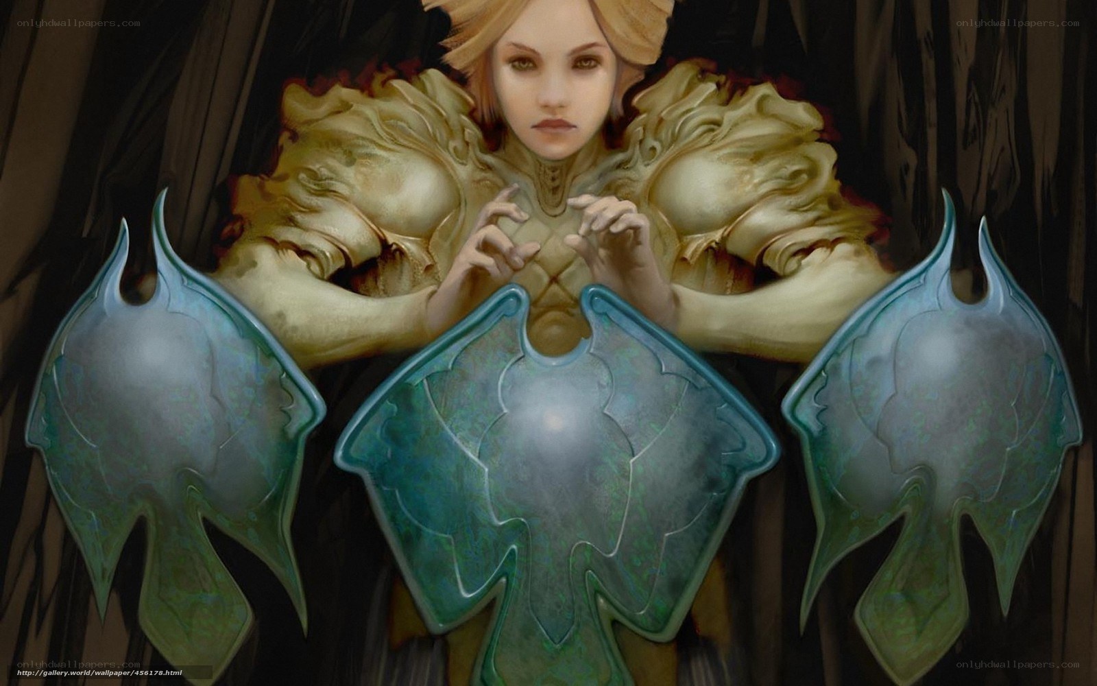 fantasy woman with shields