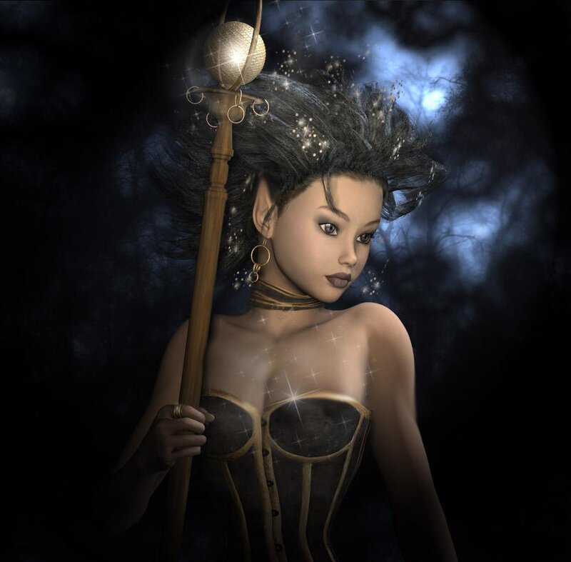 fantasy woman with staff