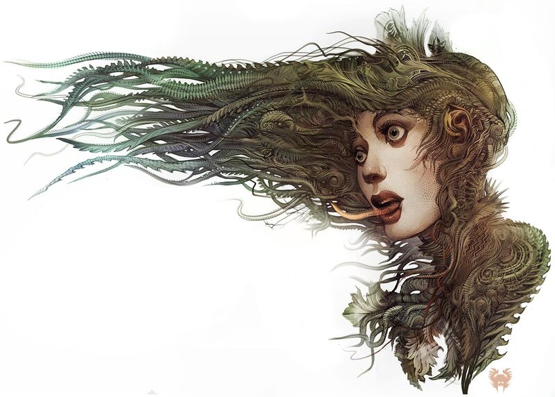 fantasy woman with tentacle hair