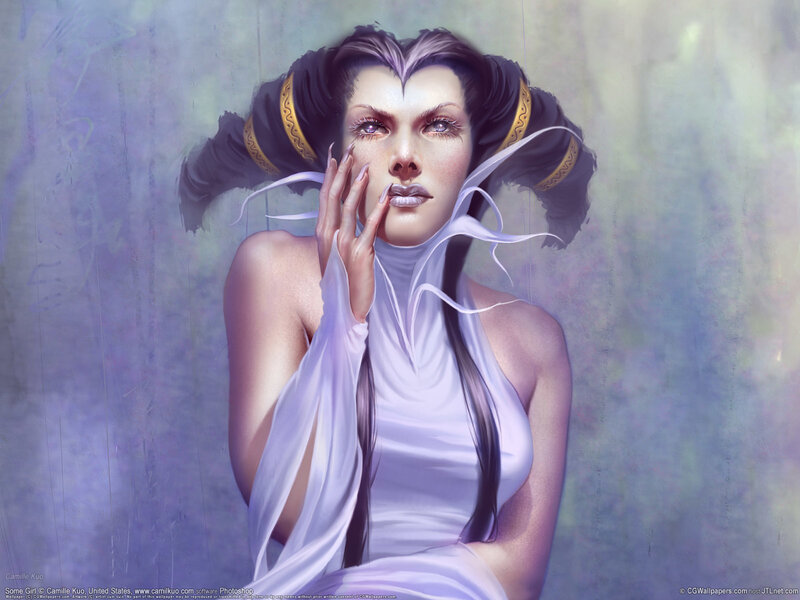 Fantasy woman with white dress
