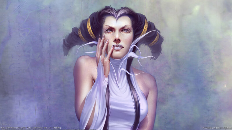 Fantasy woman with white dress
