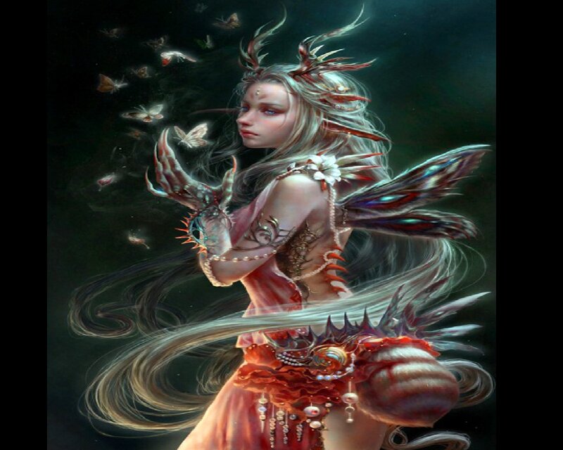 Fantasy Woman with Wings — Black