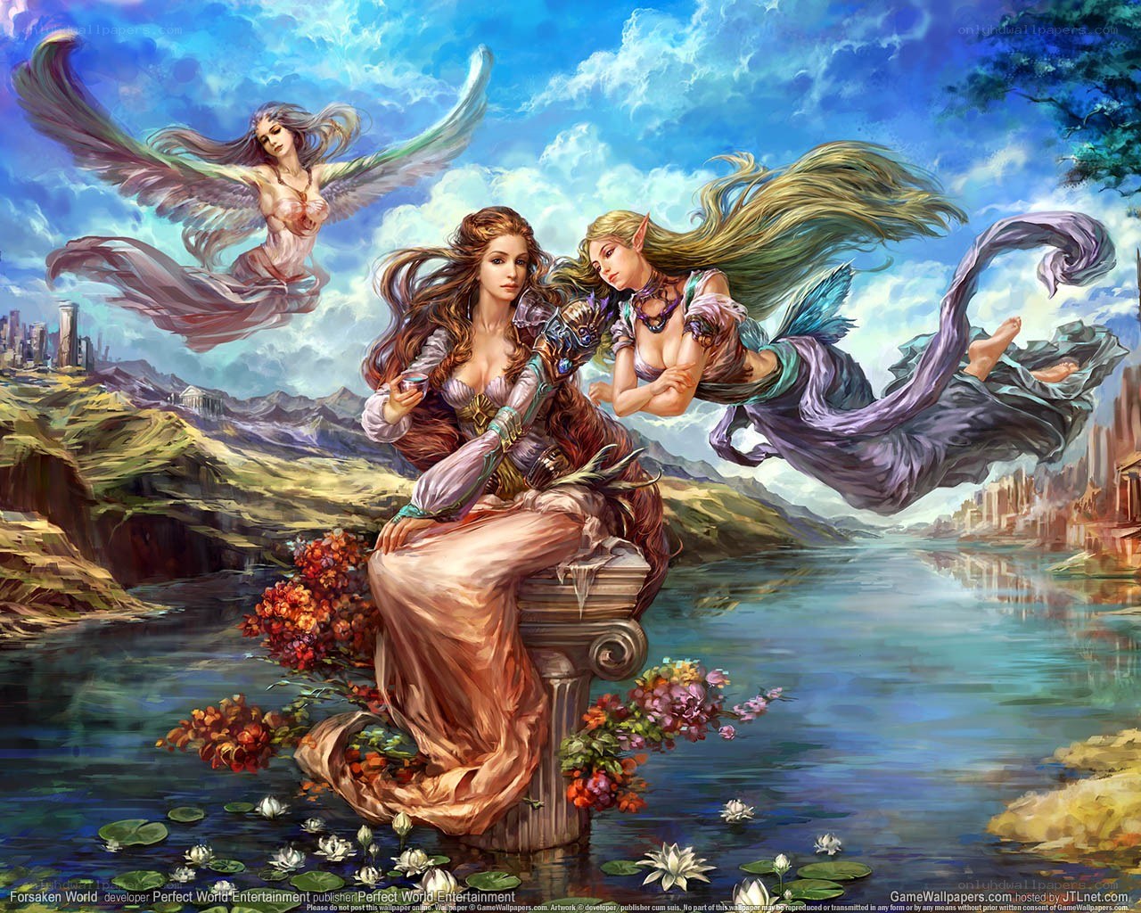 Fantasy women by a river
