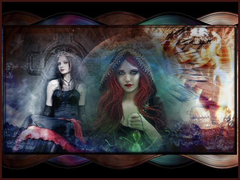 Fantasy women in mystical scene